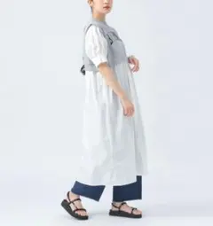 BEAMS HEART シャツ × ベスト レイヤード ワンピース
