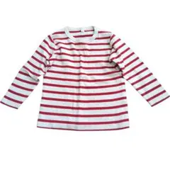 無印良品　赤と白のストライプ 長袖Tシャツ サイズ90