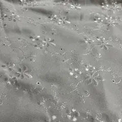 刺繍生地　花柄生地　白刺繍生地