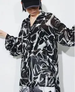 HARE ハレ シアーシャツ　長袖シャツ　柄シャツ