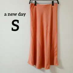 【S】a new day オレンジ フレアスカート シンプル くすみカラー
