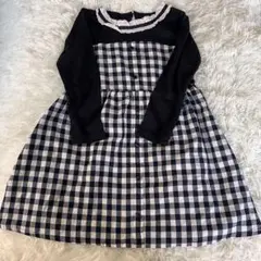未使用　axes femme kids チェック柄 ワンピース 120 ブラック