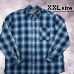 USA古着　カジュアルシャツ　長袖　XXL　ライトブルー　水色　オンブレチェック