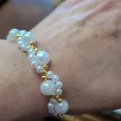 ホワイトパール ゴールドビーズ ブレスレット