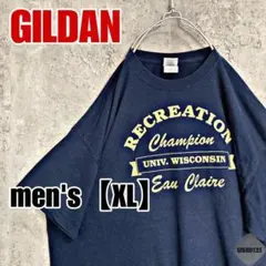 a147【GILDAN】プリントＴシャツ【メンズXL】ネイビー