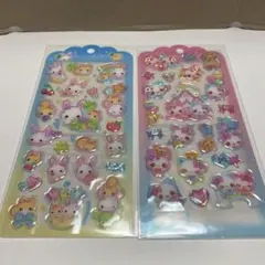 フワフワらびちゃん　まじかるみゅーちゃん　シール　２枚セット