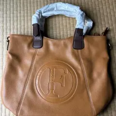 F キャメルレザートートバッグ