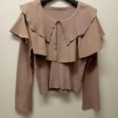 ＧＲＬ　フリル2重襟　ベージュ　長袖トップス　カットソー　M　グレイル