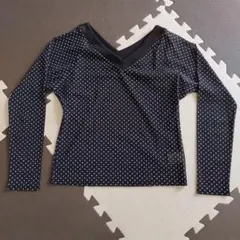 コムサイズム/レトロ/ブラック×ホワイト/ドット/Vネック/長袖トップス