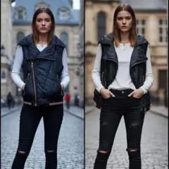 00s ディーゼル ダブルライダースベスト S ブラック キルティング y2k