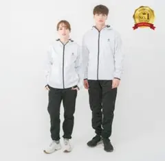 L stan スタン サウナスーツ 黒 ×白 上下 セット フルジップ