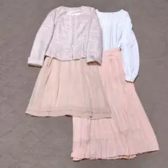 ピンク系 ツイード4点セット セレモニースーツ 　Ｍサイズ