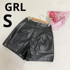 GRL グレイル フェイクレザー ポケット ショートパンツ 無地 ブラック S