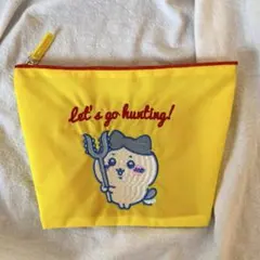 ちいかわ　刺繍ポーチ　ハチワレ狩へ行こう イエロー