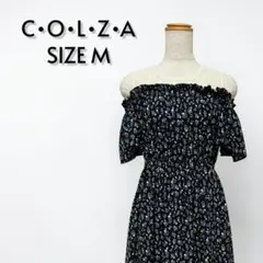 C.O.L.Z.A コルザ 花柄オフショルダーワンピース ネイビー M【516】