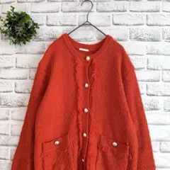 【美品】GU★ダブルポケットカーディガン（S） オレンジ 羽織 金ボタン