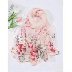 新品　レディース　プリントシフォンスカーフ　花柄