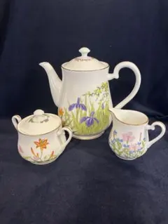 旧IEI 万葉の花 ティーポット＆シュガー＆クリーマー 3点 セット