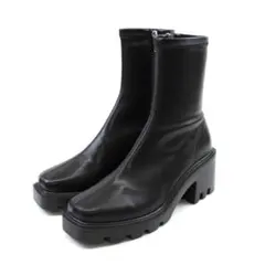 VIVIAN スクエアトゥ厚底ストレッチショートブーツ