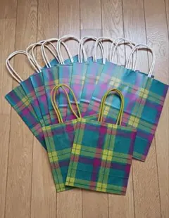 三越伊勢丹チェック柄紙袋 中8枚 小2枚 10枚セット