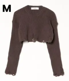 【新品】CELENA ショート丈 畦編み ダメージニット M