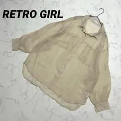 【レトロガール】 シアーシャツ 美品 オーバーサイズ 長袖 胸ポケット 羽織り