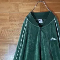 NIKE ベロア ジャージセットアップ スウッシュ刺繍 グリーン 上下 M/L