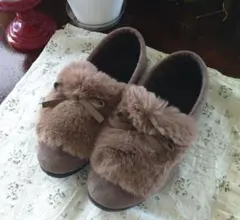 限定価格✾美品✾ブラウンファーリボンモカシン