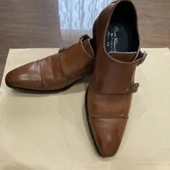 ブラウン レザーダブルモンクストラップシューズ