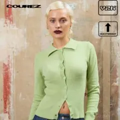 SHEIN Y2K ヘビーウェイト カーディガン Mサイズ ライトグリーン