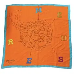 希少＊美品☆HERMES エルメス カレ70☆シルク　スカーフ オレンジ　ブルーのサムネイル