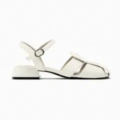 新品　ZARA スクエアトゥ サンダル ホワイト 38 ミュール