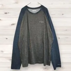 Columbia コロンビア バイカラー カットソー ラグラン 長袖 XL 灰紺のサムネイル