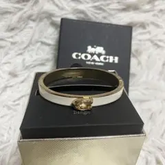 【COACH】 コーチ ホワイト&ゴールド バングル 箱付き