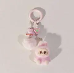 ✨ラブブ ピンク色 ぬいぐるみキーホルダーチェーン✨