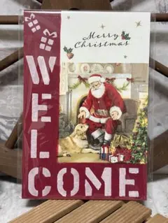 インテリアボード※ガーデンプレート　※クリスマス雑貨※デコパージュサンタ＆犬