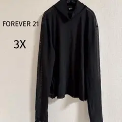 FOREVER 21【3X】ブラック ハイネック トップス シースルー