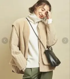 Beauty&Youth ボア×キルティングジャケット -3WAY-ベージュ　Ｍ