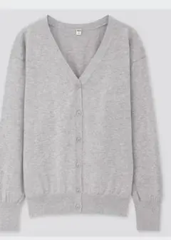 UVカットスーピマコットンVネックカーディガン（長袖）グレー
