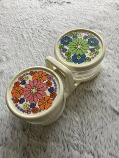 昭和レトロ　花柄キャニスター　蓋にヒビあり