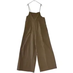 GUバックレースアップ サロペット ワイドパンツ 茶L