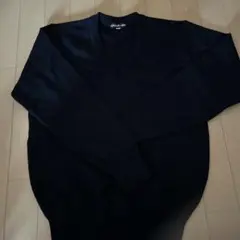 ネイビー Vネック 長袖ニットセーター