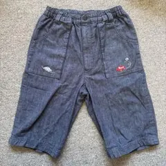 ファミリア110cm車刺繍 ショートハーフパンツ.デニム.