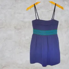 【希少】UNIQLO ネイビー エスニック刺繍 ベアトップ　チュニック