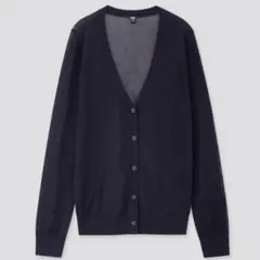 【美品】UNIQLO ネイビー Mサイズ ライトVネックカーディガン　長袖