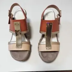 ウェッジヒールサンダル オレンジ・ベージュ