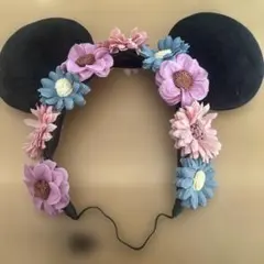 ミニー耳 花飾り付きカチューシャ