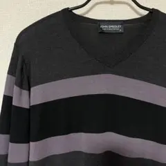 24 JOHN SMEDLEY ニット M 黒 紫 ジョンスメドレー ウール