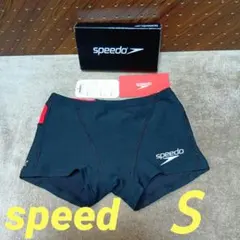 箱・タグ付き　speedo ボックス競泳水着 Sサイズ 　 ブラック／レッド