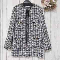 ヤマダヤ フェンネル ノーカラージャケット ツイード 金ボタン 入園入学